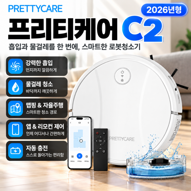 프리티케어 물걸레 로봇청소기 C2